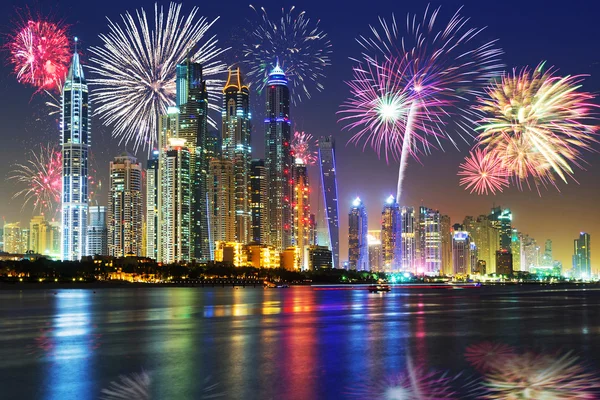 New Years fireworks display in Dubai — Stock Photo, Image