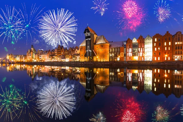 New Years firework display in Gdansk — Stock Photo, Image