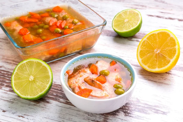Salmon aspic with vegetables — Stock Photo, Image