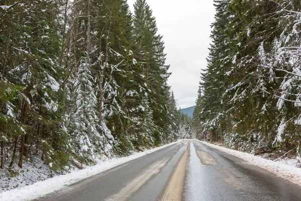 Snowy road in Tatra mountains — Stock Photo, Image