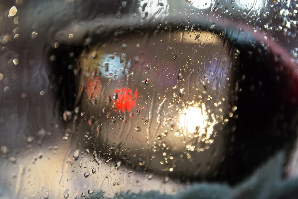 Blurry side mirror in the car — Stock Photo, Image