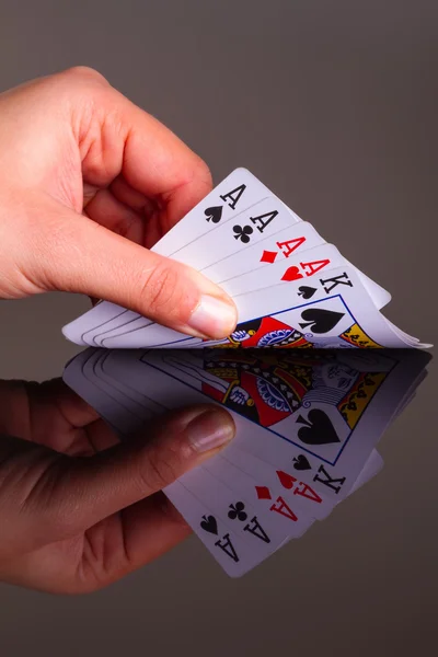 Four aces in the hand — Stock Photo, Image