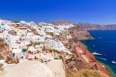 Santorini Adası beyaz binalar, Yunanistan