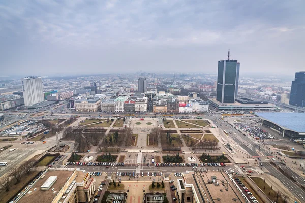 Vista aérea del centro de Varsovia, Polonia — Foto de Stock