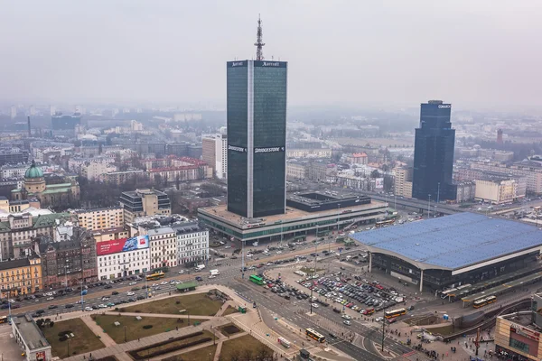 Widok na centrum miasta w Warszawie, Polska — Zdjęcie stockowe
