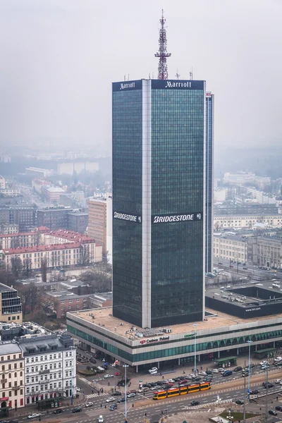 Aerial view of the city center in Warsaw , Poland — Stock Photo, Image