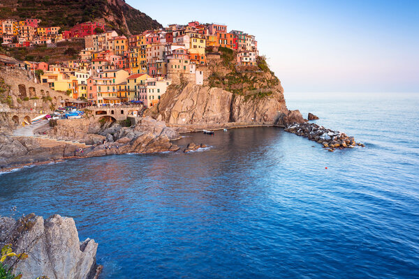 Manarola town at the Ligurian Sea