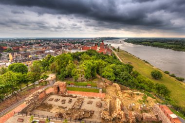 Panorama of Grudziadz at Vistula river