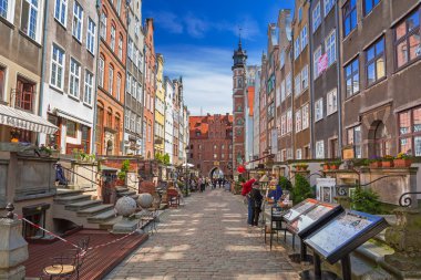 Architecture of Mariacki street in old town of Gdansk