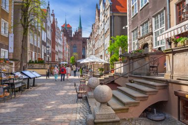 Architecture of Mariacki street in old town of Gdansk
