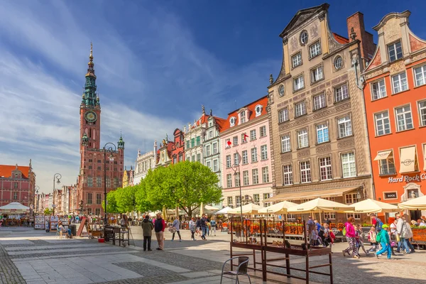 A hosszú Lane utca az óváros, Gdansk, Lengyelország — Stock Fotó