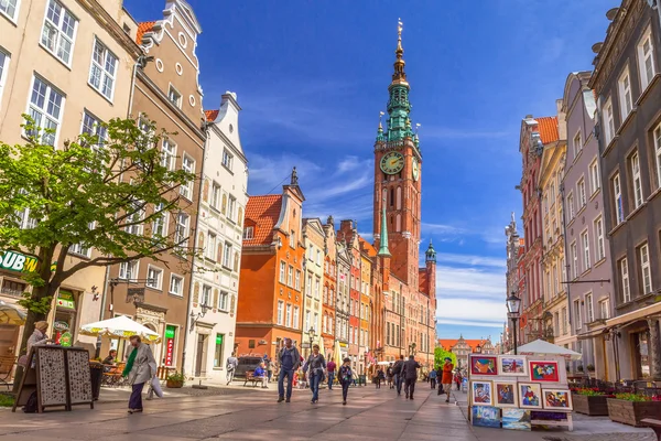 Улица Длинный переулок в старом городе Гданьск, Польша — стоковое фото