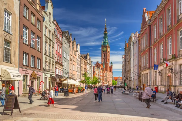 Ulice dlouhá Lane ve starém městě Gdaňsku, Polsko — Stock fotografie