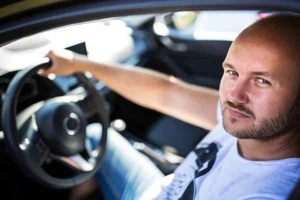 Man driving a car — Stock Photo, Image