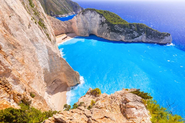 Nádherná pláž Navagio na Zakynthos, Řecko — Stock fotografie
