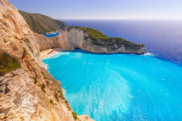 Nádherná pláž Navagio na Zakynthos, Řecko — Stock fotografie