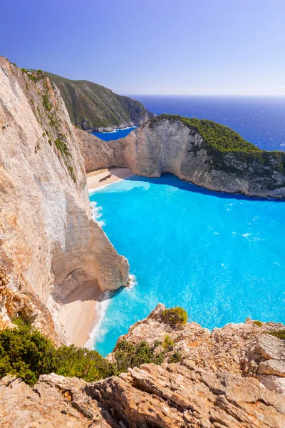 Nádherná pláž Navagio na Zakynthos, Řecko — Stock fotografie