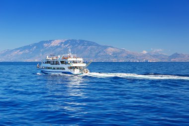 Ionian sea ship cruise at Zakynthos island clipart