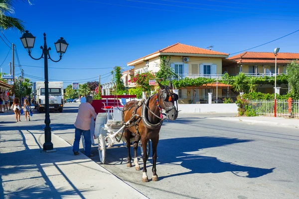 Main street of the Laganas town on Zakynthos island, Greece — Zdjęcie stockowe