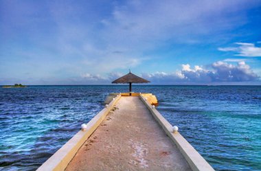 Promenade on a tropical island in the Maldives