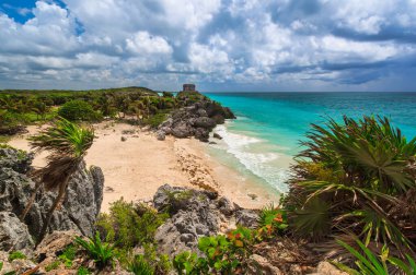 Güzel Tulum Sahili Karayip Denizi, Meksika