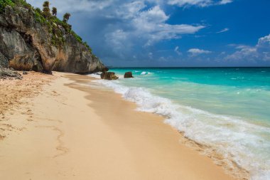 Güzel Tulum Sahili Karayip Denizi, Meksika