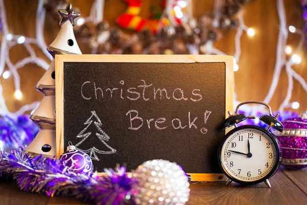 Christmas break written on the black chalkboard — Stock Photo, Image