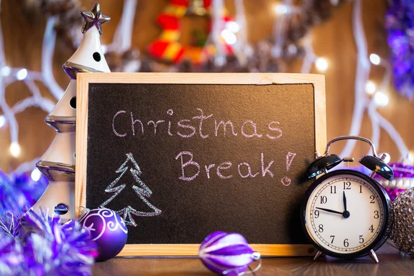 Christmas break written on the black chalkboard — Stock Photo, Image