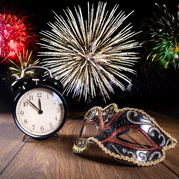 New year celebrations with fireworks — Stock Photo, Image