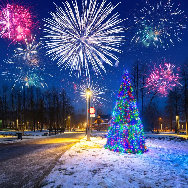 Nowy lata fajerwerk wyświetlania w Zakopanem — Zdjęcie stockowe