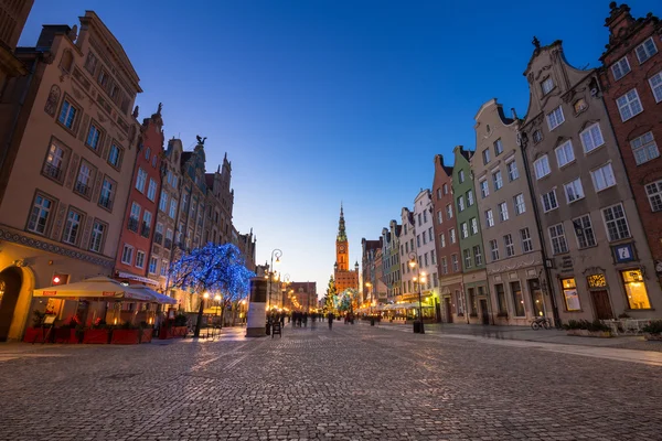Noel ağacı ve süslemeleri Gdansk eski şehir — Stok fotoğraf