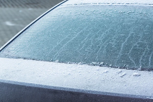 Frozen rear windshield in the car — Stock Photo, Image