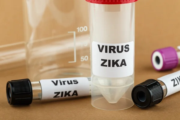 Foto concepto virus Zika con tubo de ensayo — Foto de Stock