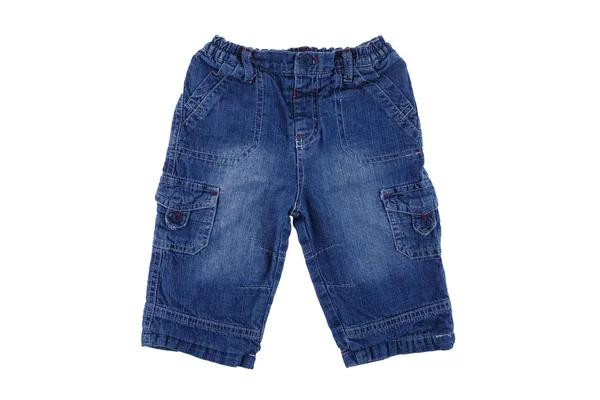 Pantalones vaqueros para niños, Pantalones vaqueros azules para niños aislados en blanco —  Fotos de Stock