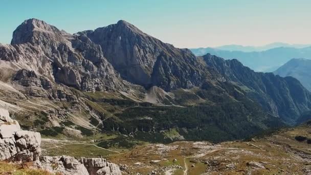 Vista Los Famosos Picos Montaña Dolomitas Verano Grupo Dolomitas Brenta — Vídeo de stock