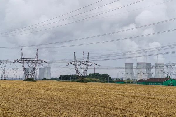 Subestação Transformador Potência Alta Tensão Central Nuclear Dukovany Região Vysocina — Fotografia de Stock