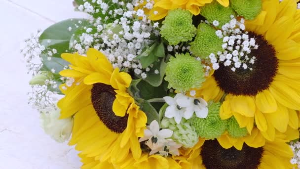 Bouquet Sposa Girasole Sfondo Floreale Naturale — Video Stock