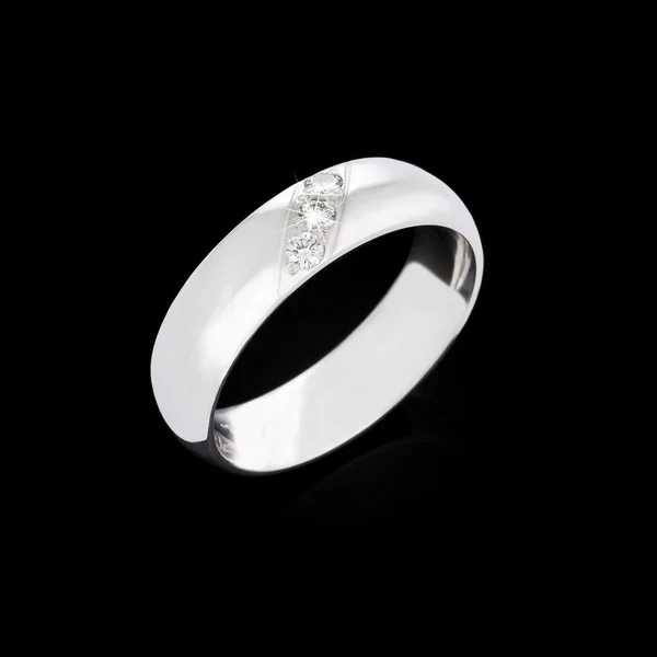 Ασημένια διαμαντένιο δαχτυλίδι — Φωτογραφία Αρχείου