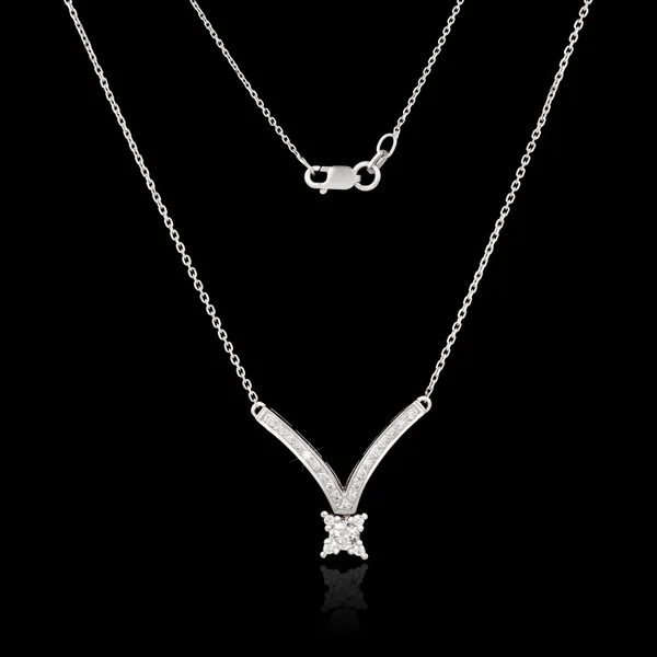 Witgoud ketting met diamant — Stockfoto