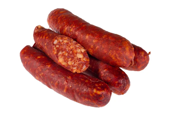 Saucisses isolées sur fond blanc — Photo