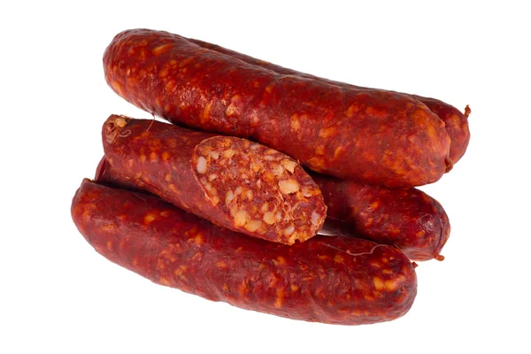 Saucisses isolées sur fond blanc — Photo