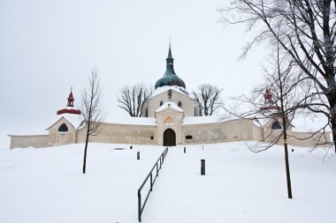 Kilise Saint John Nepomuk Zelena Hora, hac kış, Zdar nad Sazavou, Çek Cumhuriyeti - Barok mimar Jan Sa