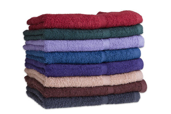 Colorful towels on a white background