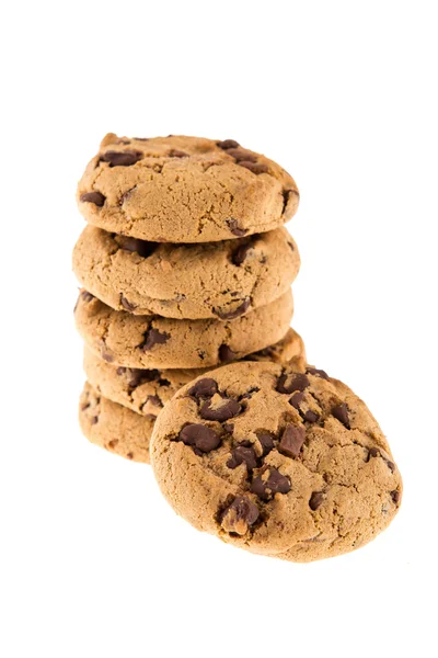 Chocolate Chip Cookies isoliert auf weißem Hintergrund. — Stockfoto