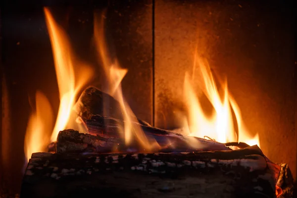 Fireplace. Detail of home interior. — Stock Photo, Image