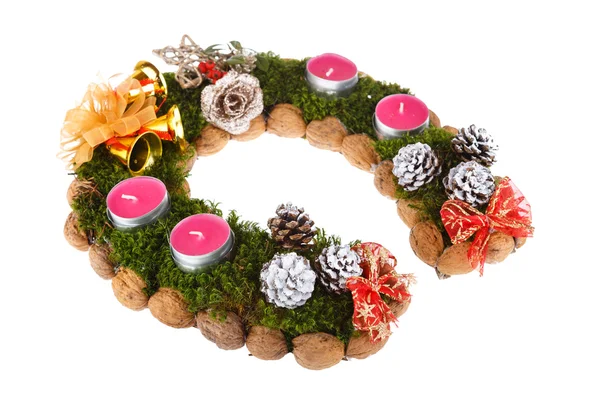 Advent wreath candles christmas on white background — Stock Photo, Image