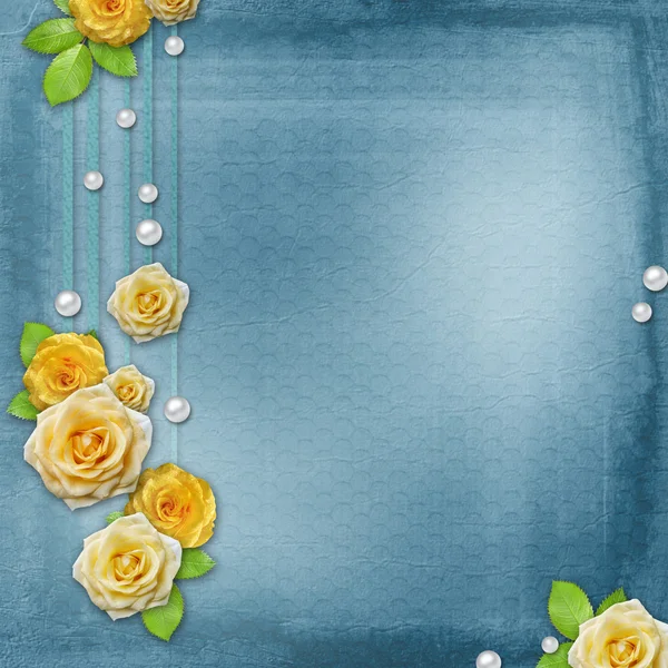 Вінтажний фон для альбому або вітальної листівки з трояндами — стокове фото