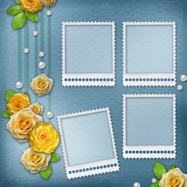 Vintage background for album or congratulation card with roses a — Stock Photo, Image