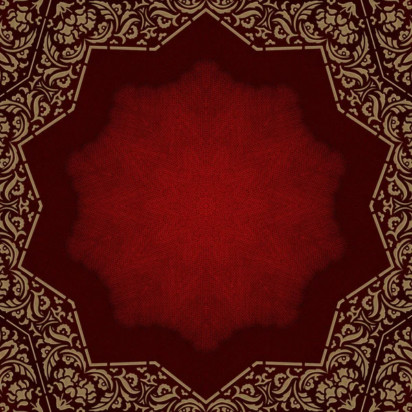 Foto álbum capa vermelha com moldura dourada ornamentada — Fotografia de Stock