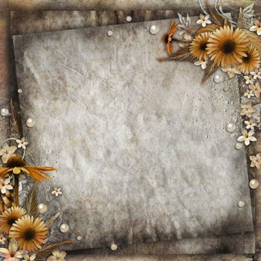 Tebrik kartı çiçek ve inciler için arka plan